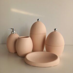 Set accessori bagno Olivia rosa 5pz.