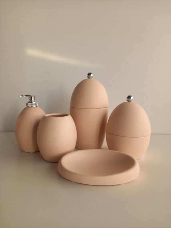 Set accessori bagno Olivia rosa 5pz.