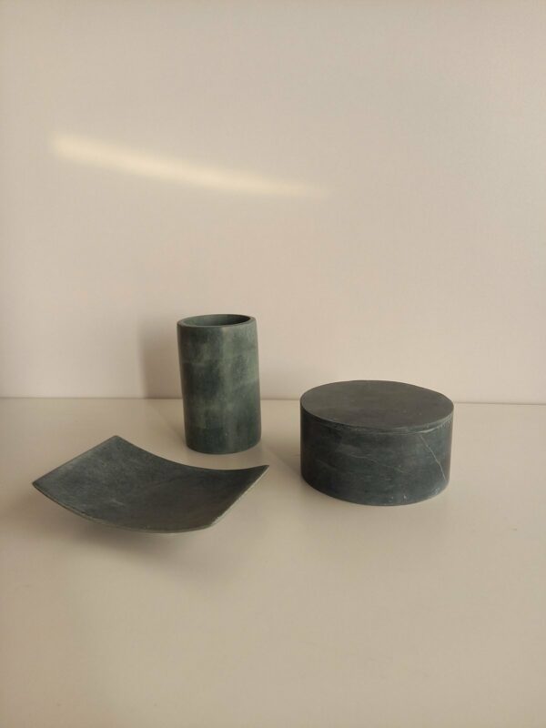 Set accessori bagno Marble verde 3pz.