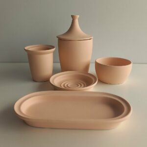 Set accessori bagno Roberta rosa 5pz.