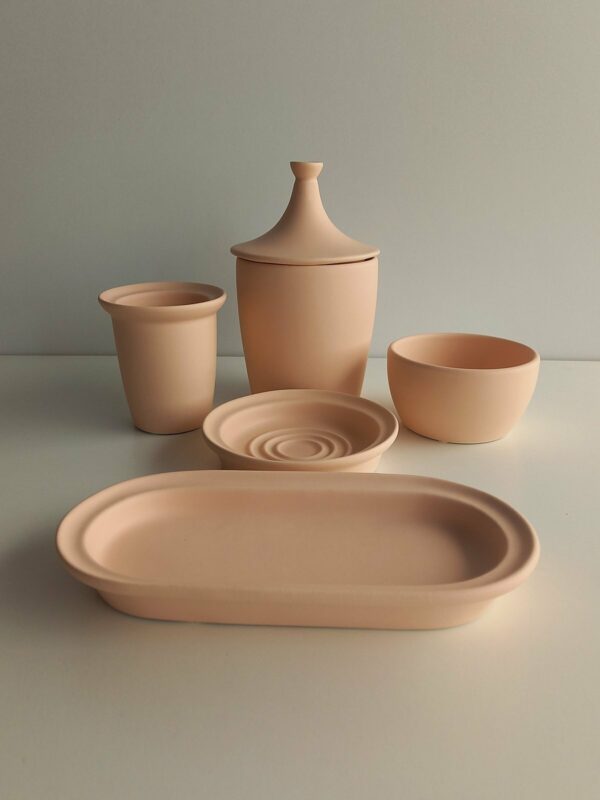 Set accessori bagno Roberta rosa 5pz.