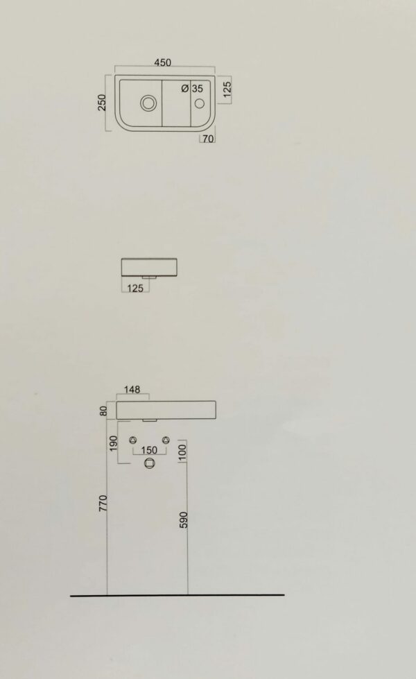 Lavabo Oper 45 bianco ad appoggio/sospeso bianco - immagine 3