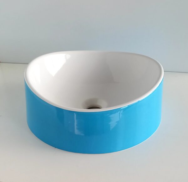 Lavabo Onda ad appoggio bianco/turchese