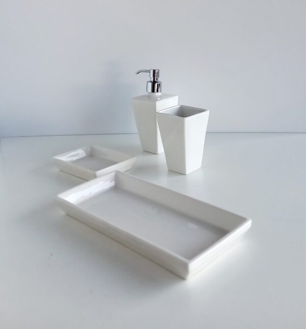 Set accessori bagno Jamila bianco 4pz. - immagine 2