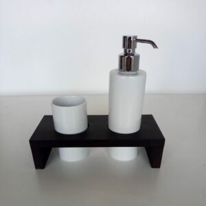 Set accessori bagno Kelly  wengè/bianco 2pz.