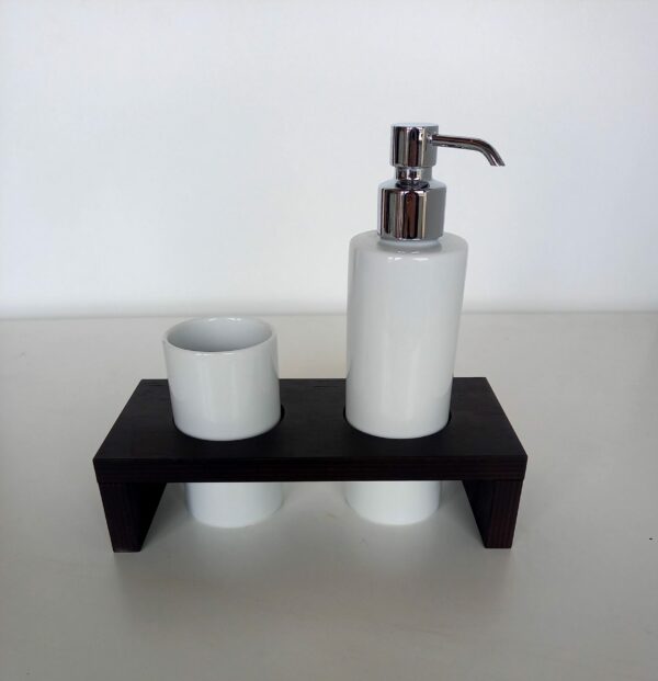 Set accessori bagno Kelly  wengè/bianco 2pz.
