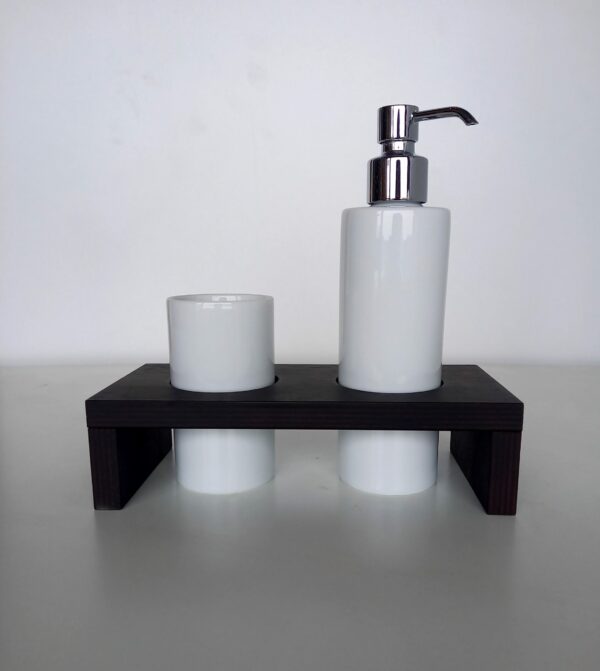 Set accessori bagno Kelly  wengè/bianco 2pz. - immagine 2