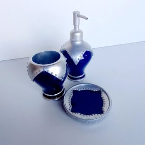 Set accessori bagno Majorelle blu/argento 3pz.