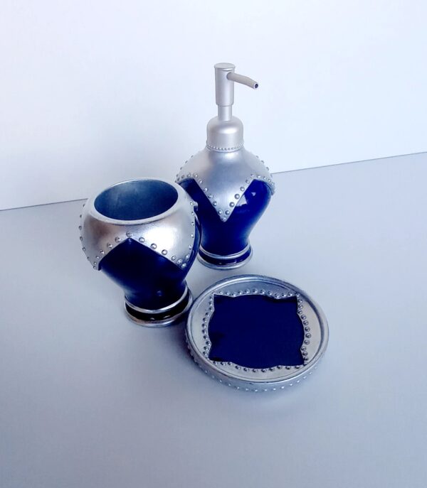 Set accessori bagno Majorelle blu/argento 3pz.