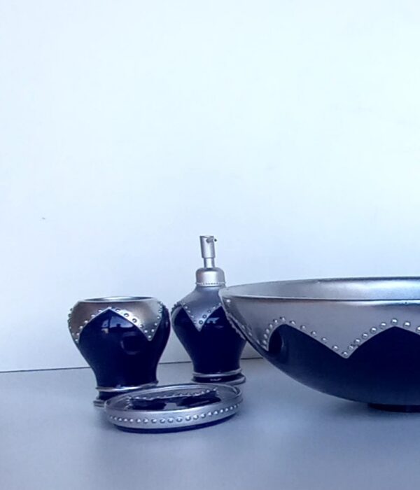 Set accessori bagno Majorelle blu/argento 3pz. - immagine 2