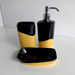 Set accessori bagno Namibi nero/senape 3pz.