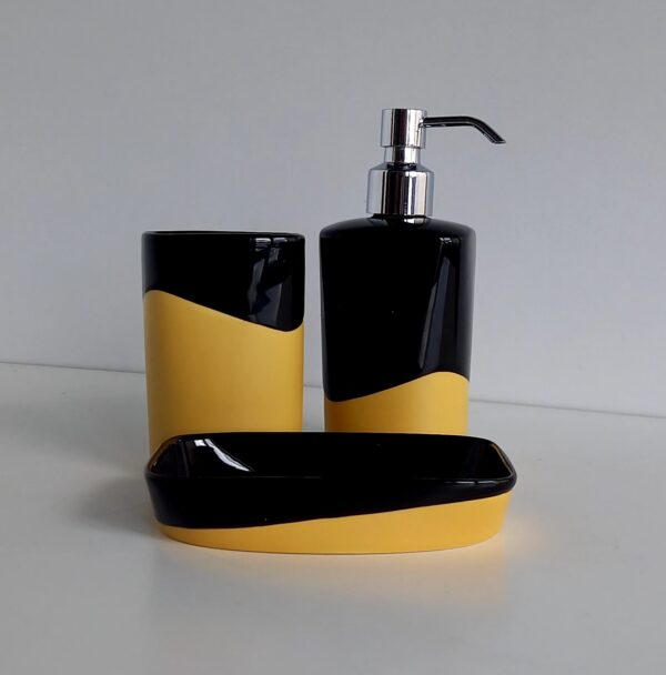 Set accessori bagno Namibi nero/senape 3pz. - immagine 2