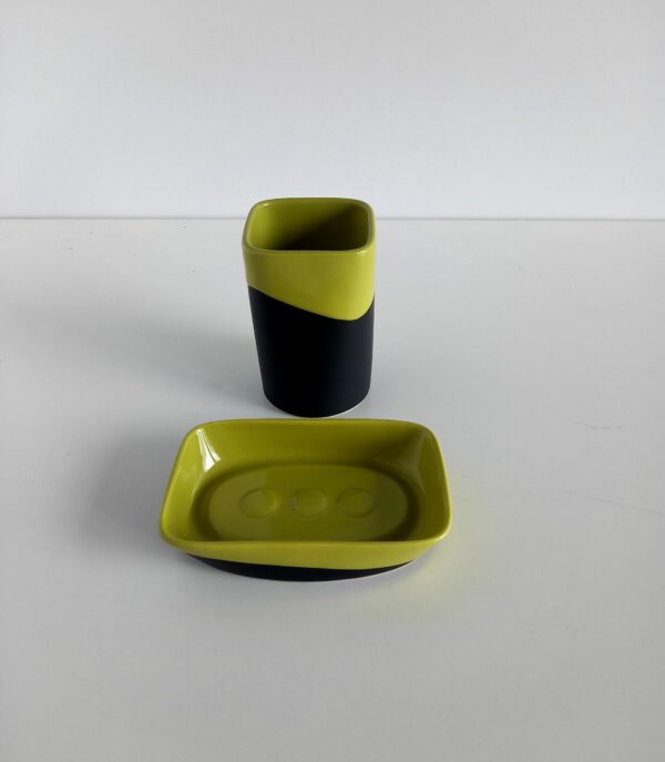 Set accessori bagno Namibi verde acido/nero 2pz. - immagine 2
