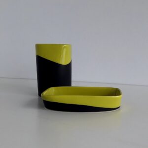 Set accessori bagno Namibi verde acido/nero 2pz.