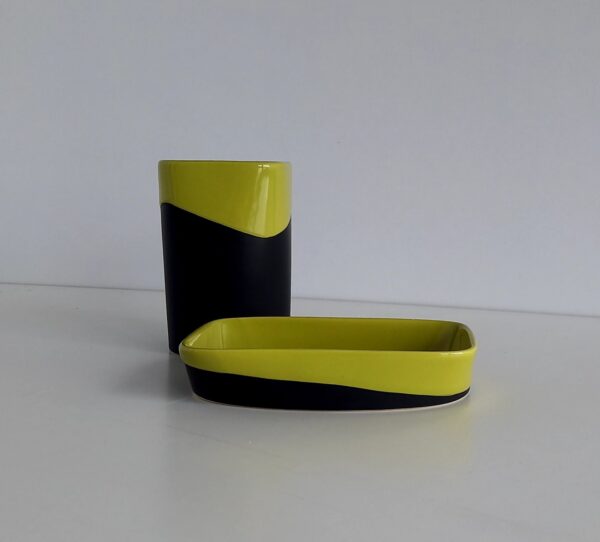 Set accessori bagno Namibi verde acido/nero 2pz.