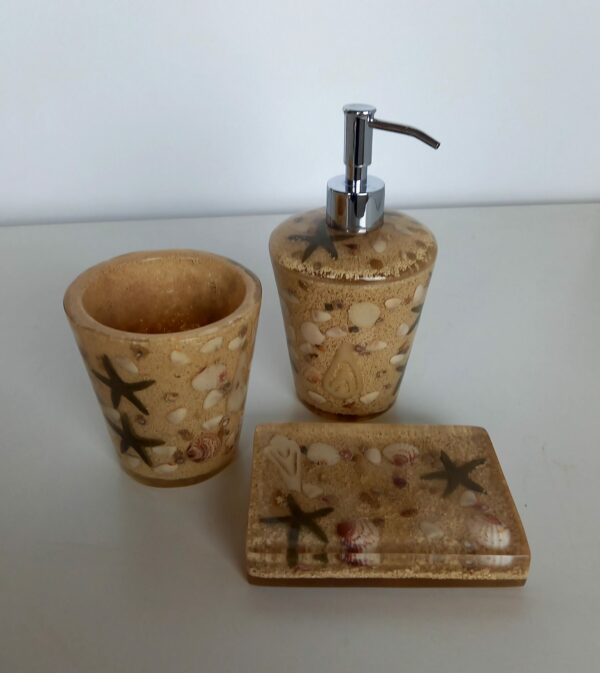 Set accessori bagno Sand conchiglie 3pz.