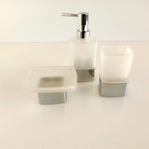 Set accessori bagno Loung cromo/vetro 3pz.