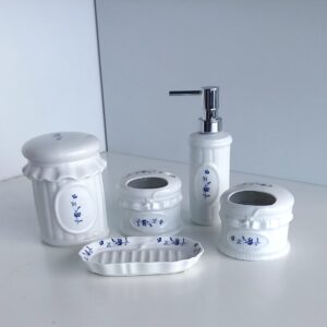 Set accessori bagno Romantica Fiori blu 5pz.