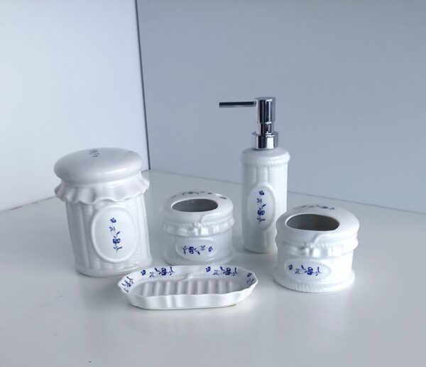 Set accessori bagno Romantica Fiori blu 5pz.
