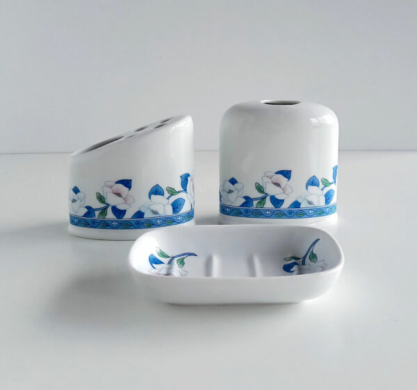 Set accessori bagno Oval Gardenia blu 3pz.