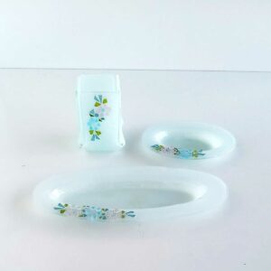 Set accessori bagno Primavera vetro di murano verde acqua 3pz.