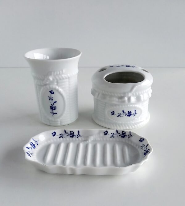 Set accessori  bagno Romantica Fiori blu 3pz.