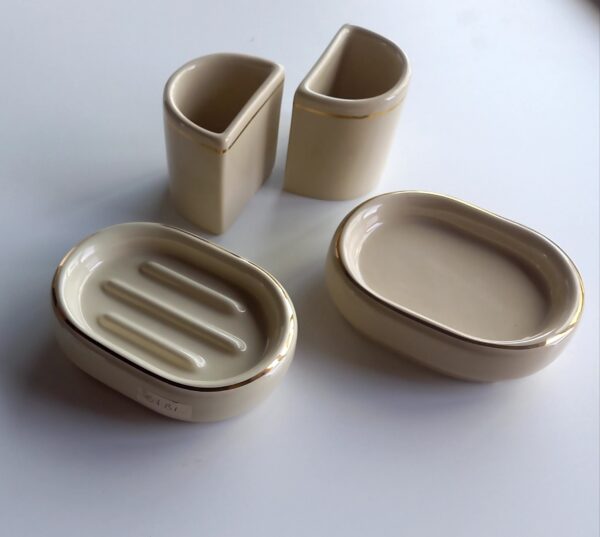 Set accessori bagno Bibi champagne filo oro 4pz. - immagine 2