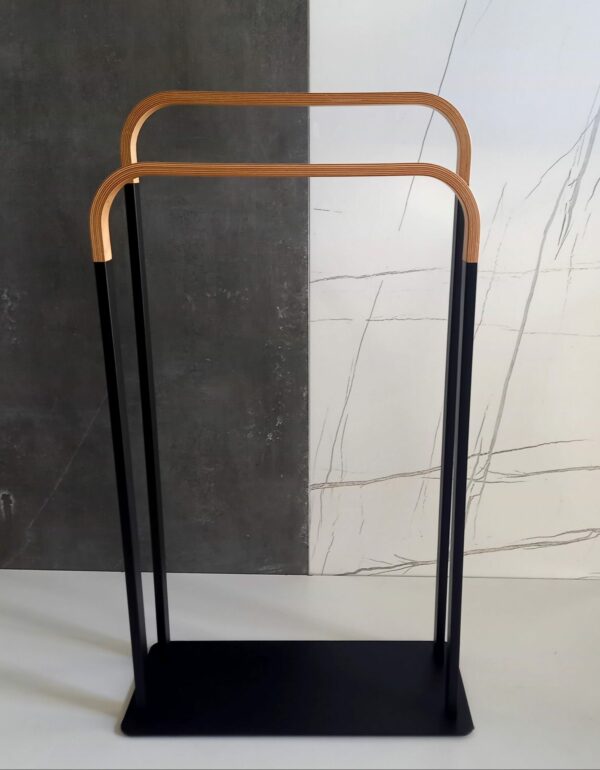 Piantana - portasalviette Oslo nero/legno - immagine 3