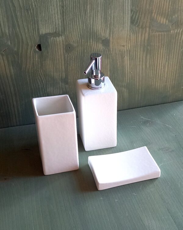 Set accessori bagno Domino bianco 3pz. - immagine 2
